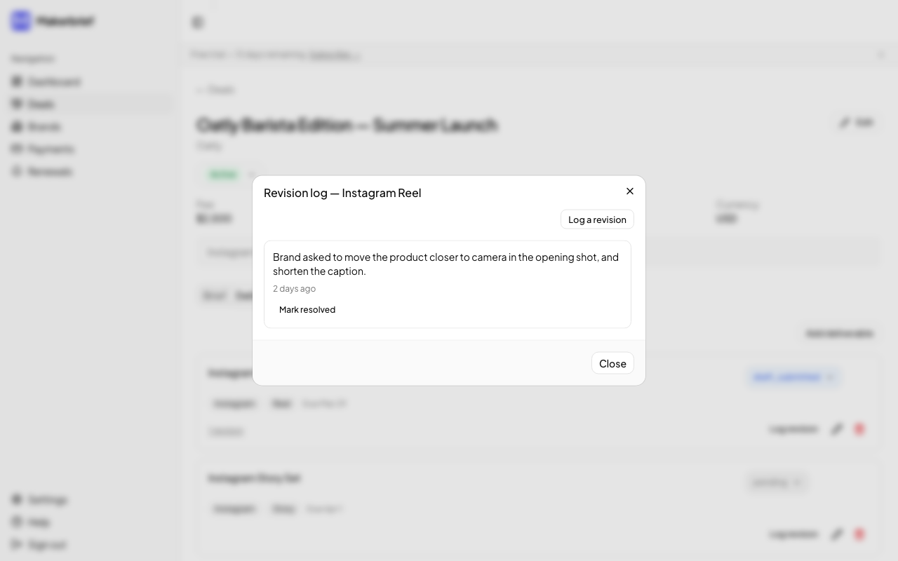 How do I log a revision request? — desktop view