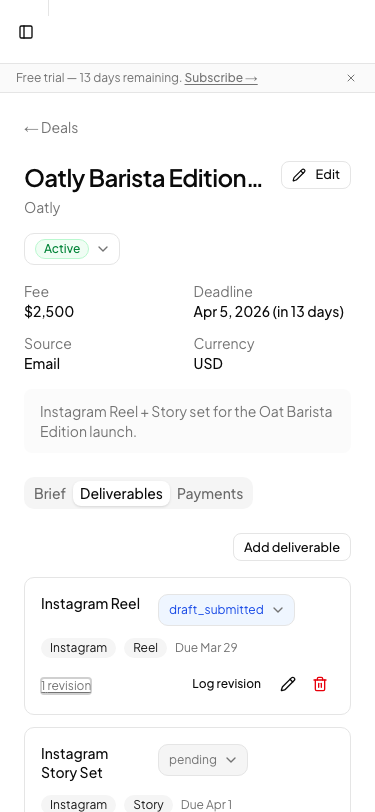 How do I log a revision request? — mobile view